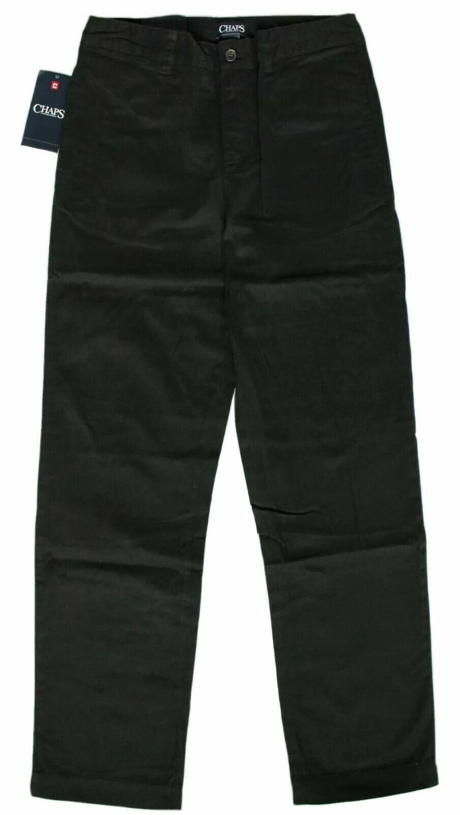 Chaps Boys Classic Fit Black Chino Dress Uniform Pants Casual 100% Cotton Flat